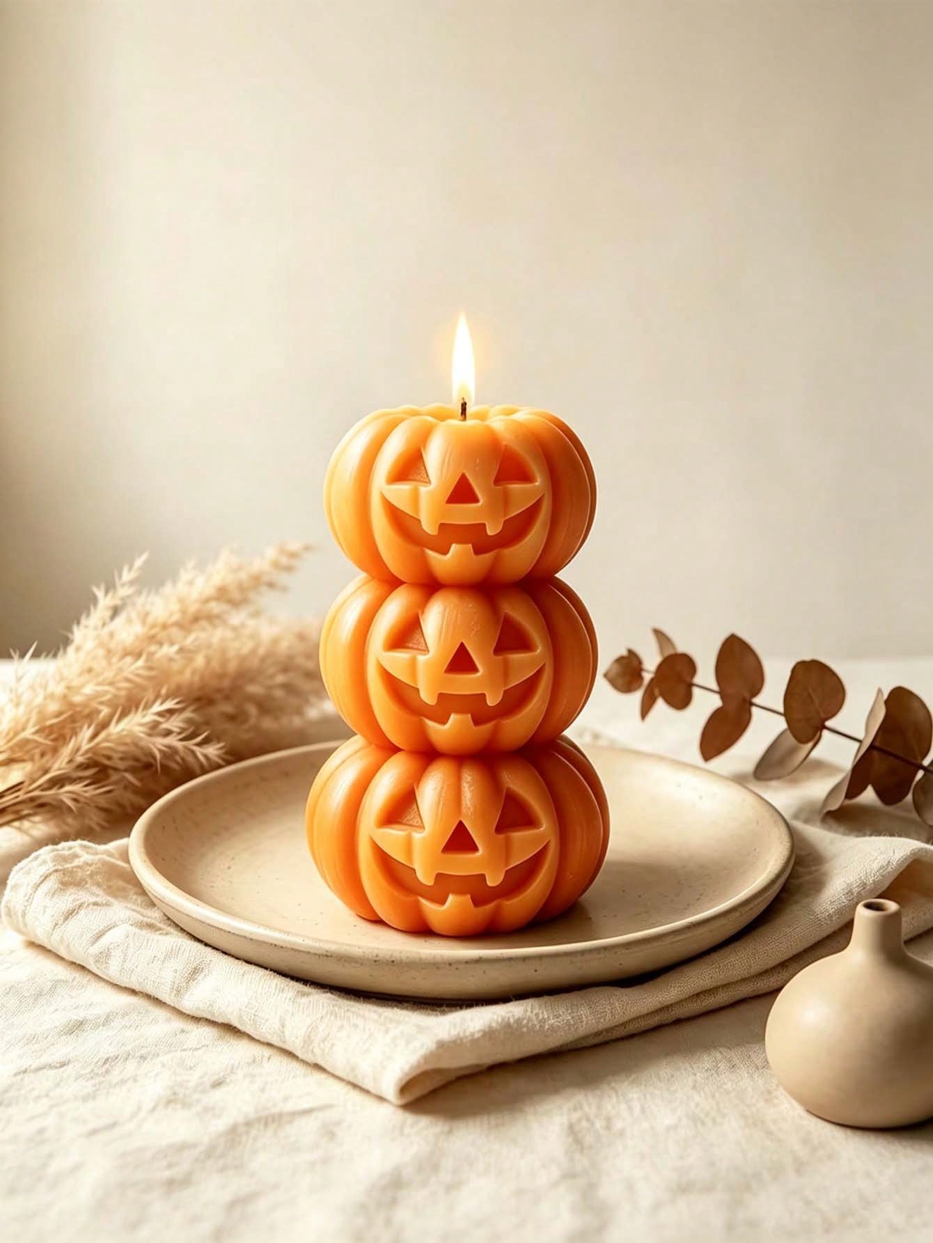Home Fragrance Long Lasting - 1pc Halloween 3-Layer Pumpkin Shaped Candle,