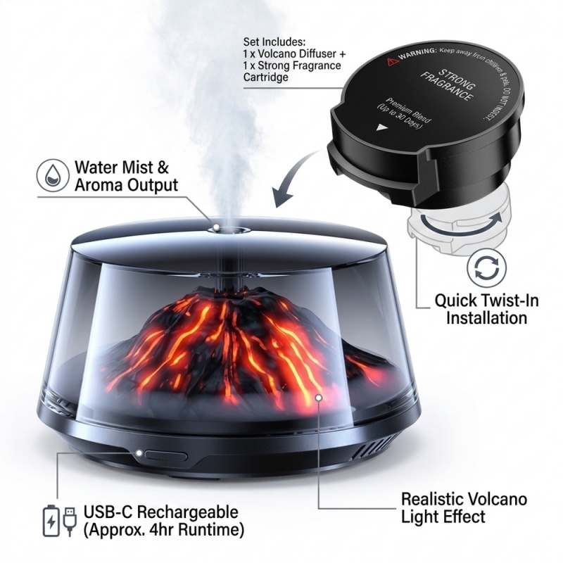 USB Car Air Diffuser Volcano M - đánh giá và giá Home Fragrance Mist